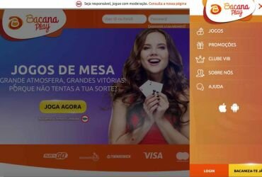 Bacana Play Casino – barra de menu.